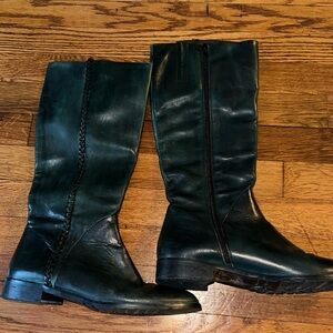Dark green leather boots.